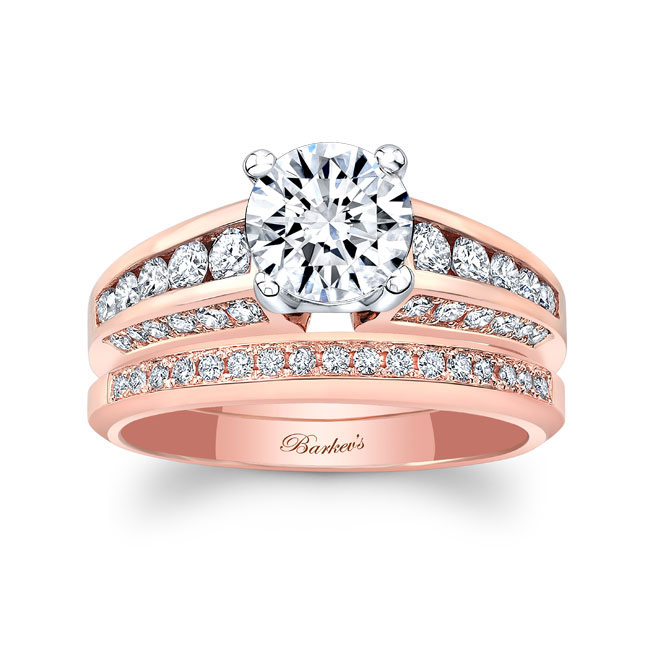 Rose Gold Channel Set Wedding Ring Set