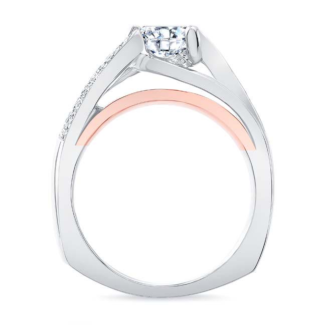 White Rose Gold 3 Row Diamond Ring Image 2