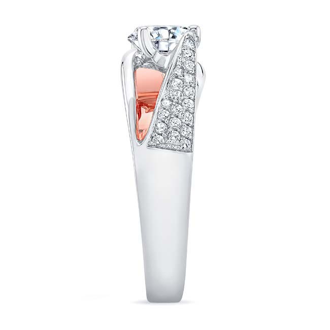 White Rose Gold 3 Row Diamond Ring Image 3