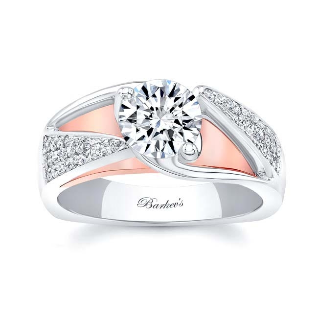 White Rose Gold 3 Row Diamond Ring