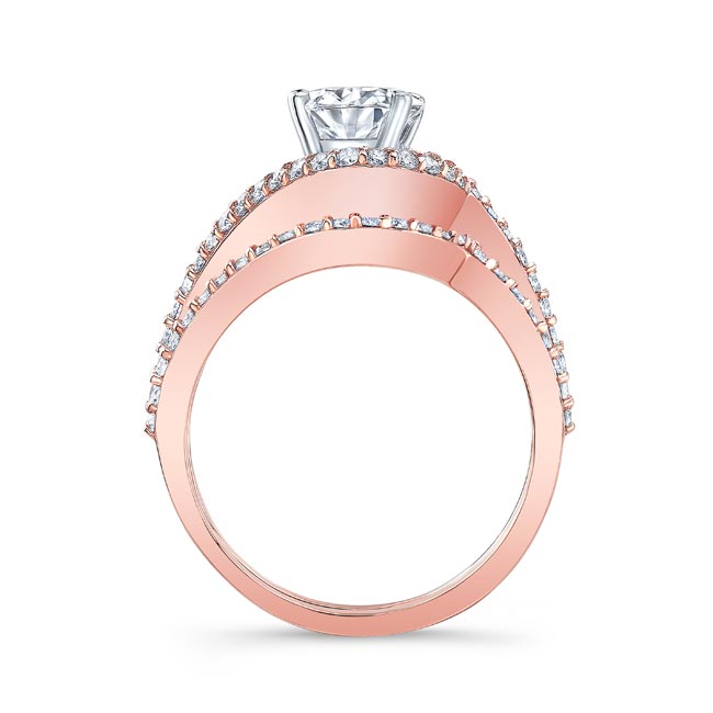 Rose Gold 2 Carat Oval Wedding Ring Set Image 2