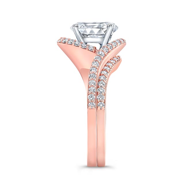 Rose Gold 2 Carat Oval Wedding Ring Set Image 3