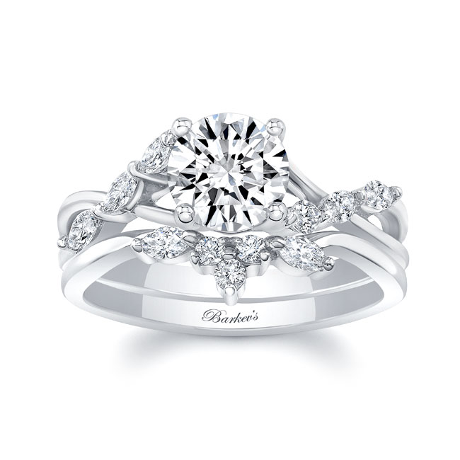 White Gold Marquise Accent Wedding Set