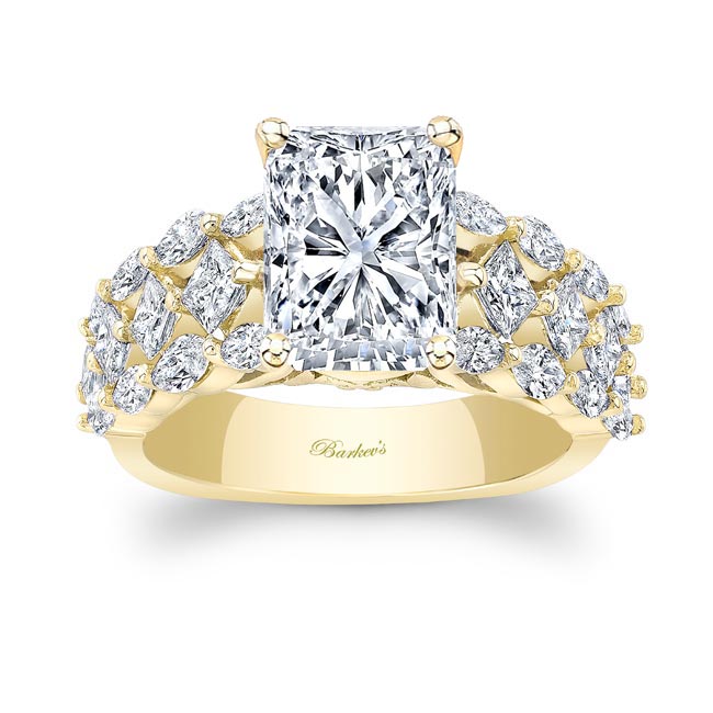 Three Row Radiant Cut Diamond Ring