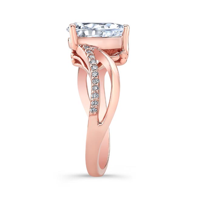 Rose Gold Split Shank Pear Ring Image 3