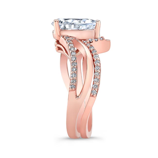 Rose Gold Split Shank Pear Bridal Set Image 3