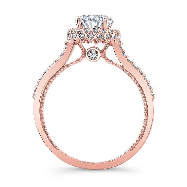 Rose Gold Round Halo Diamond Ring Image 2