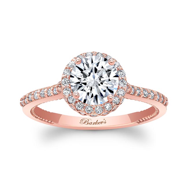 Rose Gold Round Halo Diamond Ring