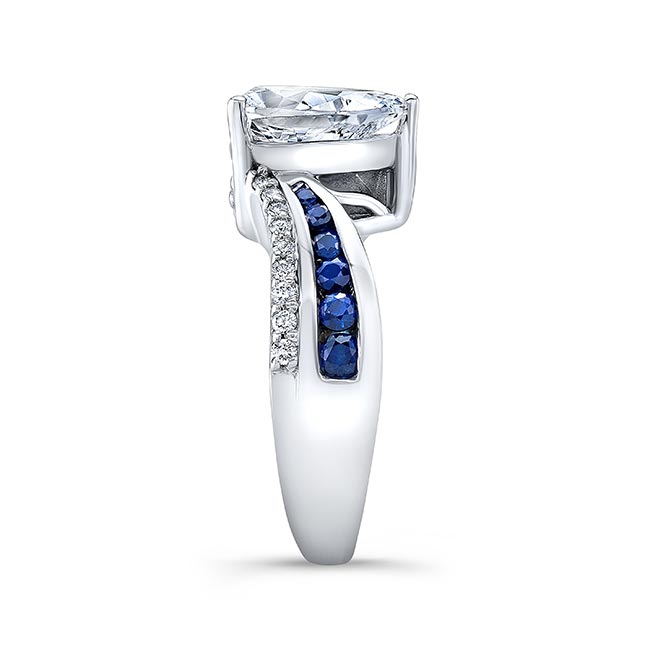 Blue Sapphire Accent Pear Shaped Ring Image 3