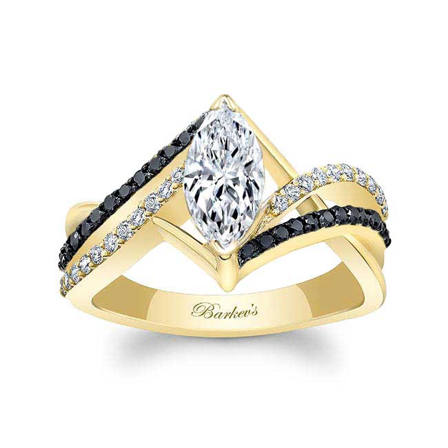 Black Diamond Accent Marquise Ring