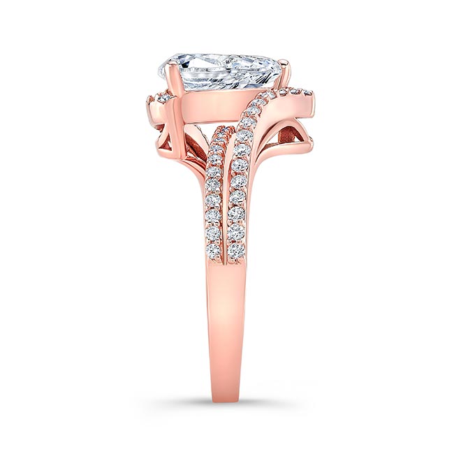 Rose Gold Split Shank Pear Engagement Ring Image 3