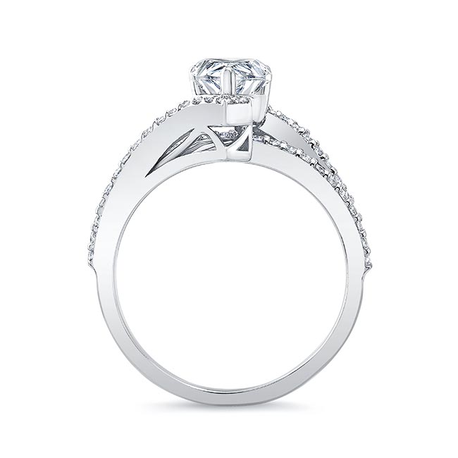 White Gold Split Shank Pear Engagement Ring Image 2