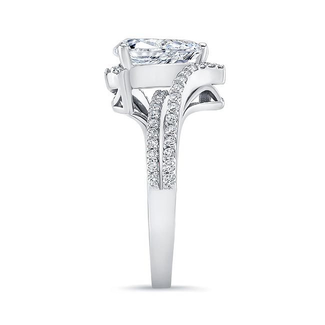 White Gold Split Shank Pear Engagement Ring Image 3