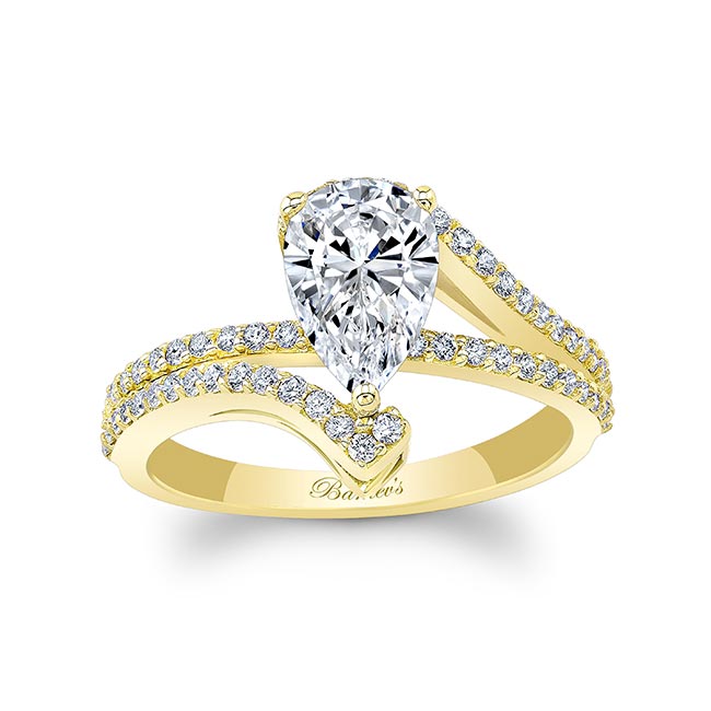 Yellow Gold Split Shank Pear Engagement Ring