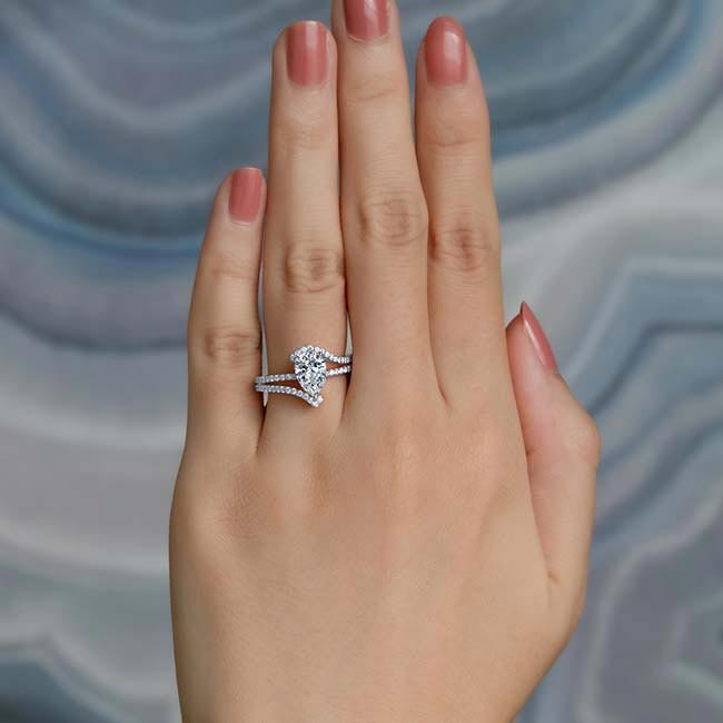 White Gold Split Shank Pear Engagement Ring Image 4