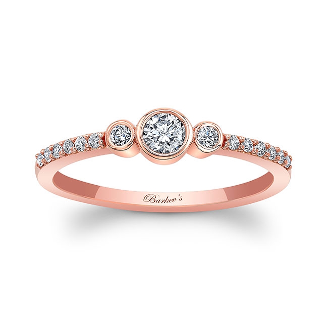 Rose Gold Mia Three Stone Diamond Promise Ring