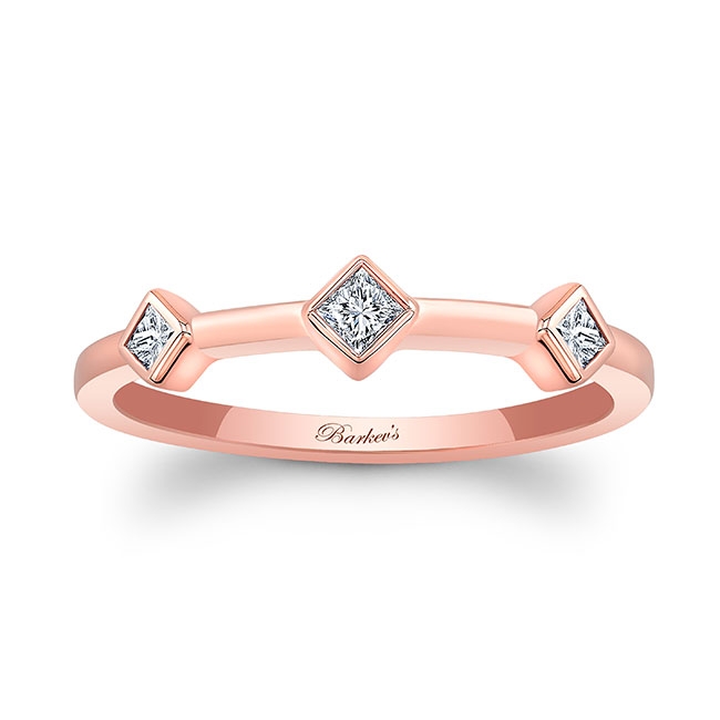 Rose Gold Mila Three Stone Princess Cut Promise Ring