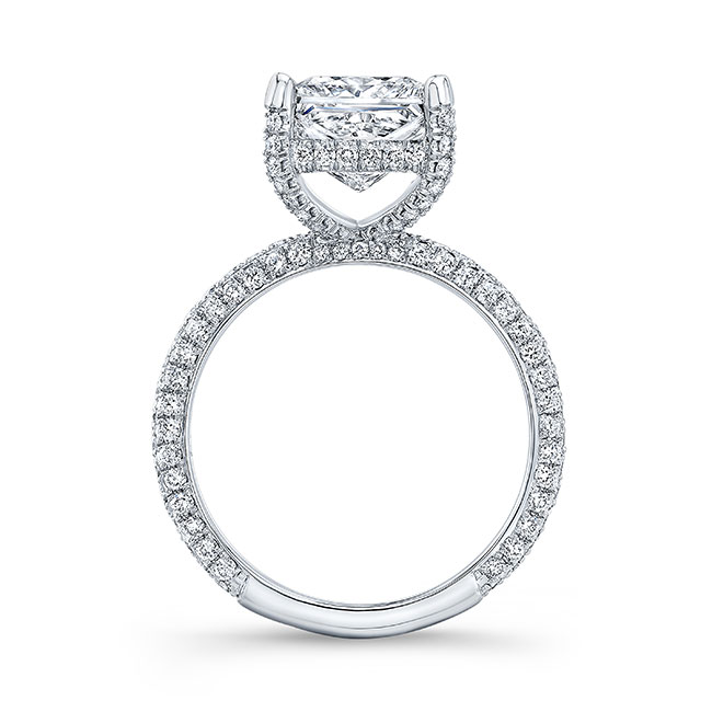 White Gold Hidden Halo Moissanite Engagement Ring Image 2