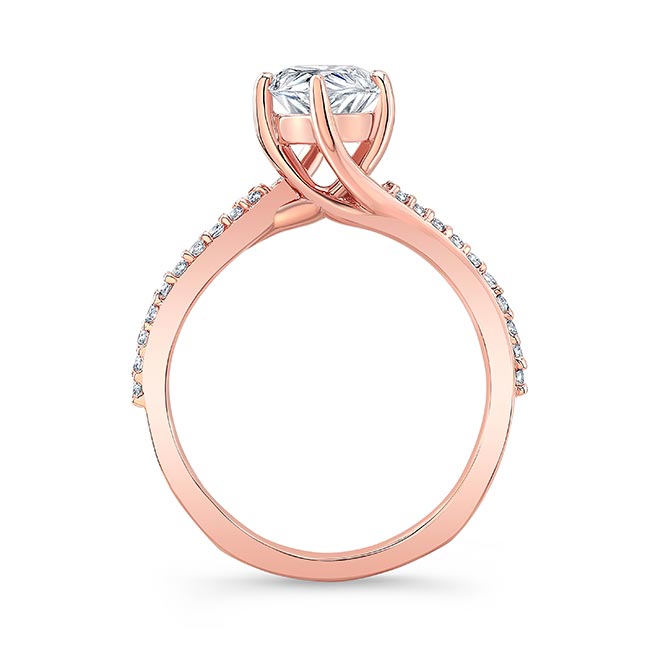 Rose Gold Pear Shaped Engagement Ring With Twisted Band Image 2