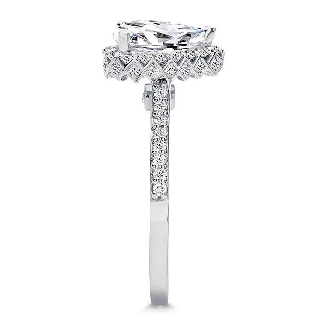 White Gold Eva 2 Carat Pear Shaped Halo Ring Image 3