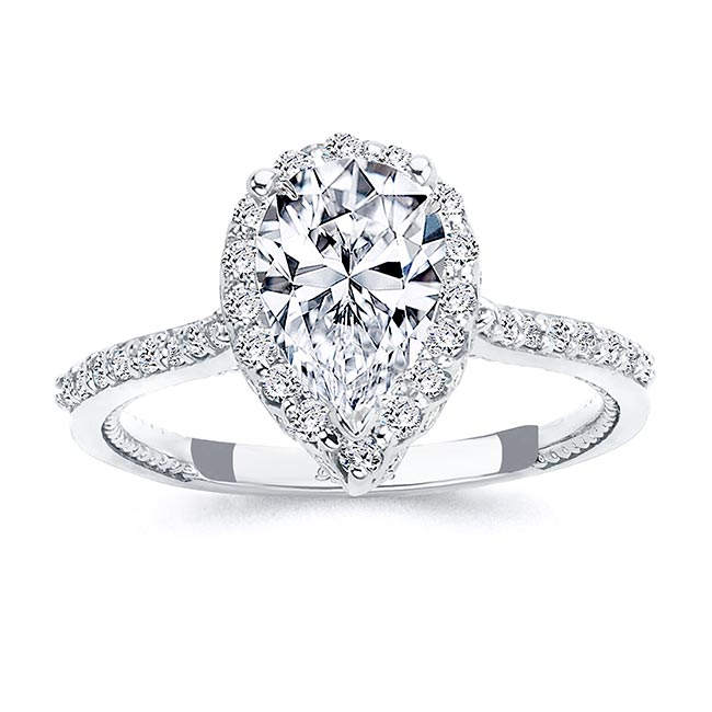 White Gold Eva 2 Carat Pear Shaped Halo Ring