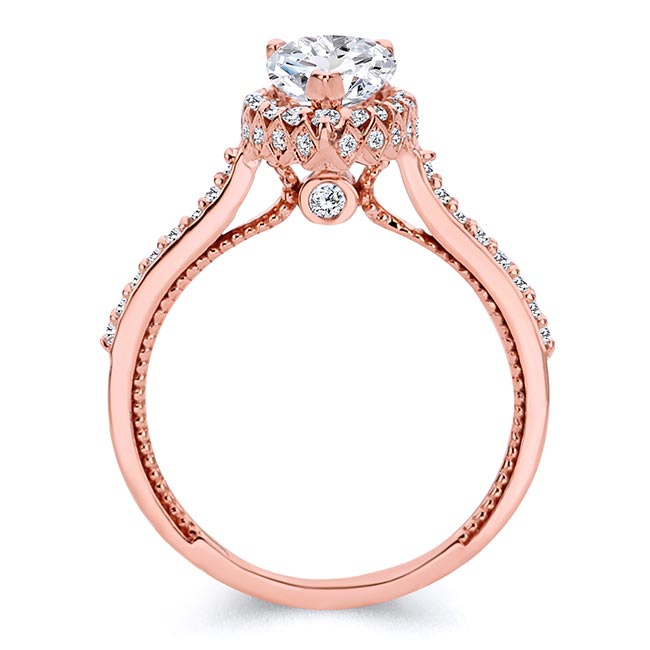 Rose Gold Eva 2 Carat Pear Shaped Halo Ring Image 2