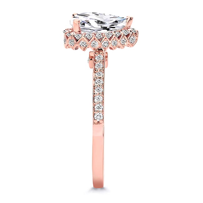 Rose Gold Eva 2 Carat Pear Shaped Halo Ring Image 3