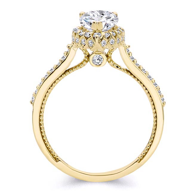 Yellow Gold Eva 2 Carat Pear Shaped Halo Ring Image 2