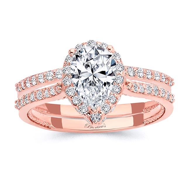 Eva Pear Shaped Halo Ring Set