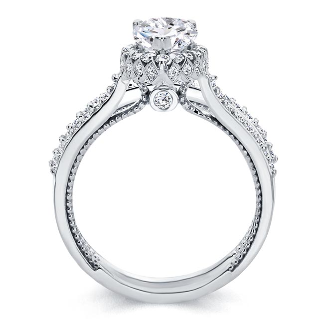 White Gold Eva 2 Carat Pear Shaped Halo Ring Set Image 2