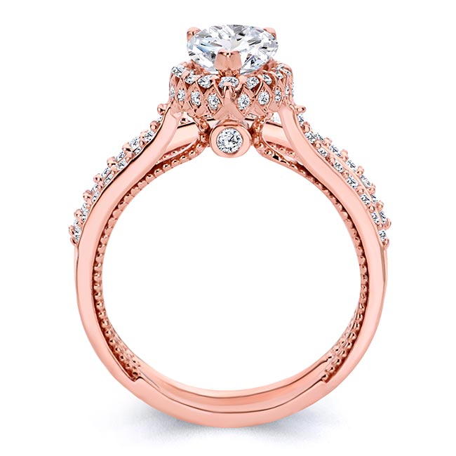 Rose Gold Eva 2 Carat Pear Shaped Halo Ring Set Image 2