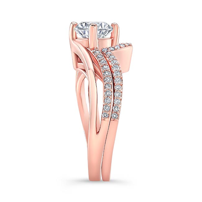 Rose Gold Moissanite Split Shank Wedding Set Image 3