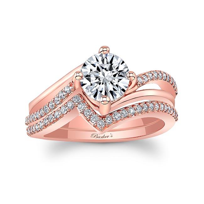 Rose Gold Moissanite Split Shank Wedding Set