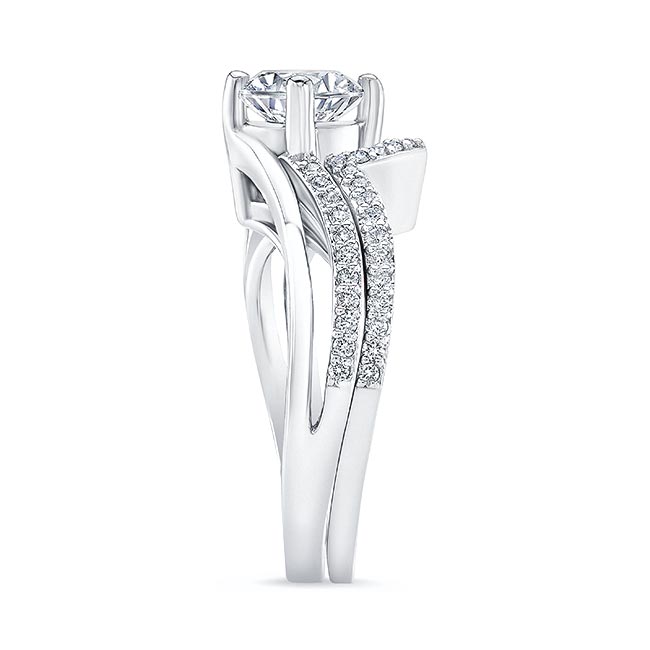 White Gold Moissanite Split Shank Wedding Set Image 3