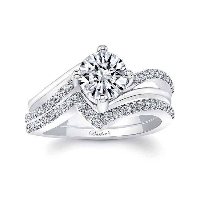 White Gold Moissanite Split Shank Wedding Set