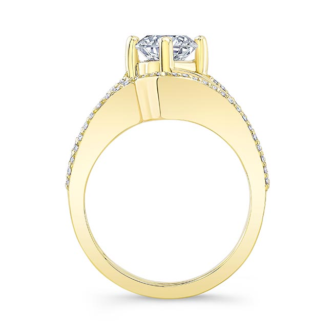 Yellow Gold Moissanite Split Shank Wedding Set Image 2