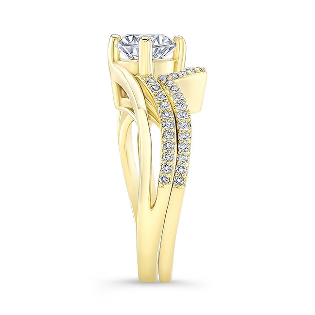 Yellow Gold Moissanite Split Shank Wedding Set Image 3