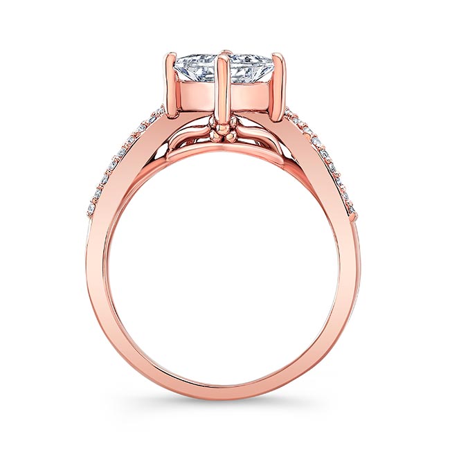 Rose Gold Unique Princess Cut Engagement Ring Image 2