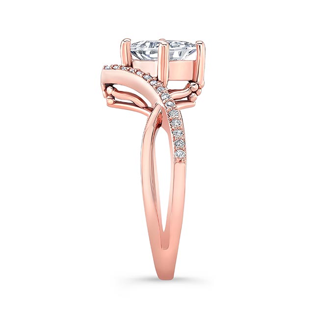 Rose Gold Unique Princess Cut Engagement Ring Image 3