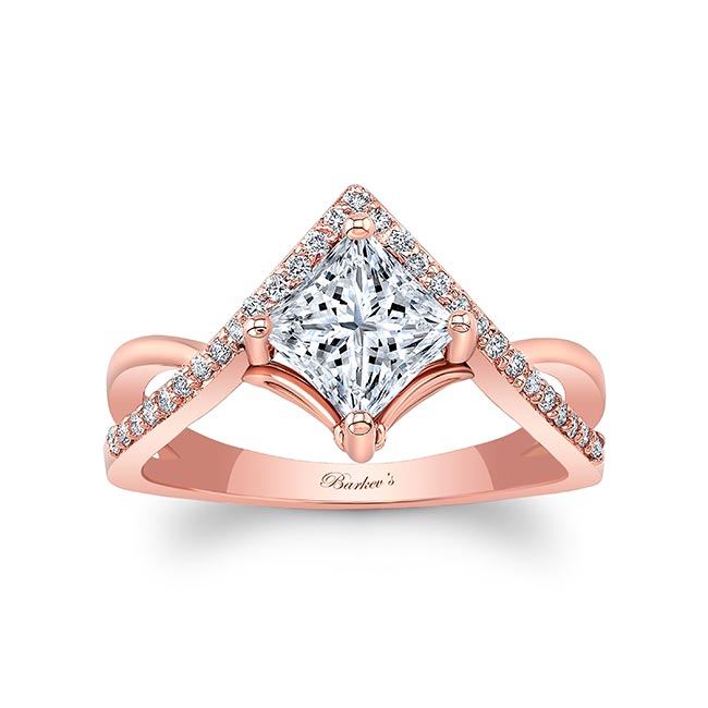 Rose Gold Unique Princess Cut Engagement Ring