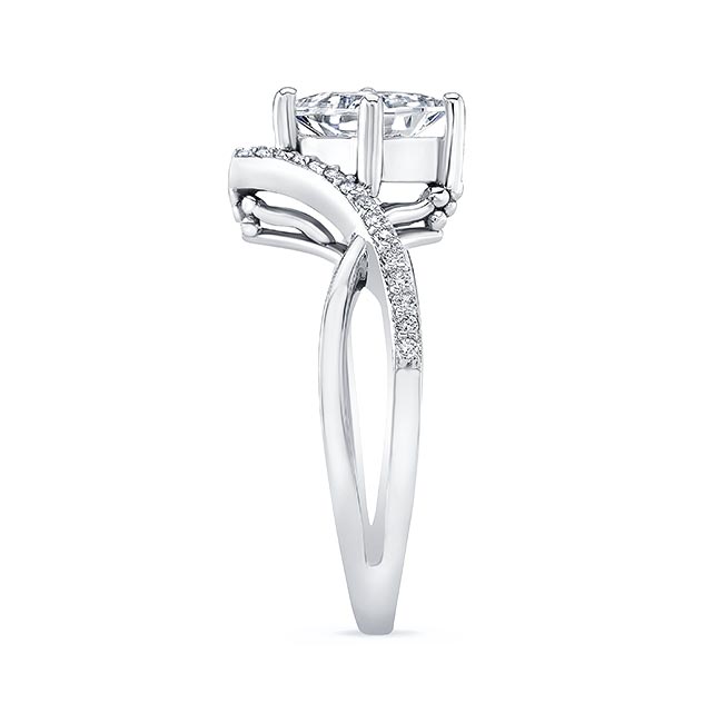 Platinum Unique Princess Cut Moissanite Engagement Ring Image 3