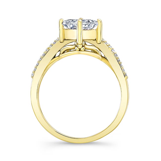 Yellow Gold Unique Princess Cut Moissanite Engagement Ring Image 2