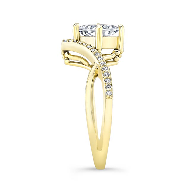 Yellow Gold Unique Princess Cut Moissanite Engagement Ring Image 3