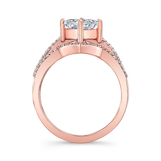 Rose Gold Unique Princess Cut Wedding Set Image 2