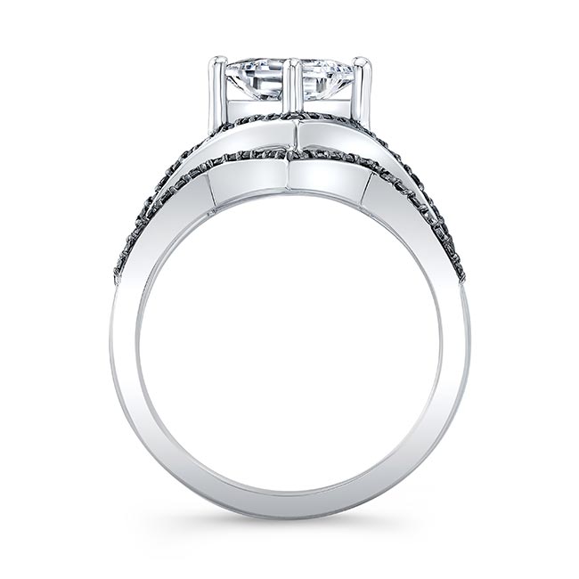 Unique Princess Cut Black Diamond Accent Ring Set Image 2