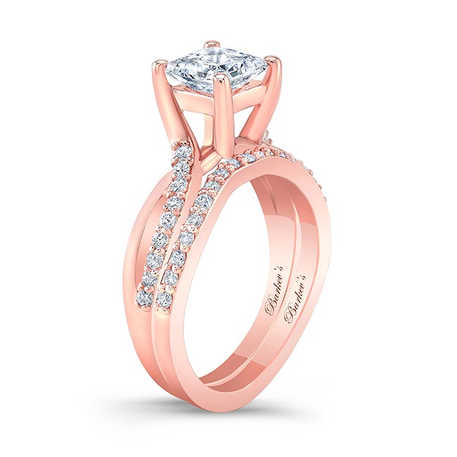 Rose Gold Princess Cut Ring Set Image 2