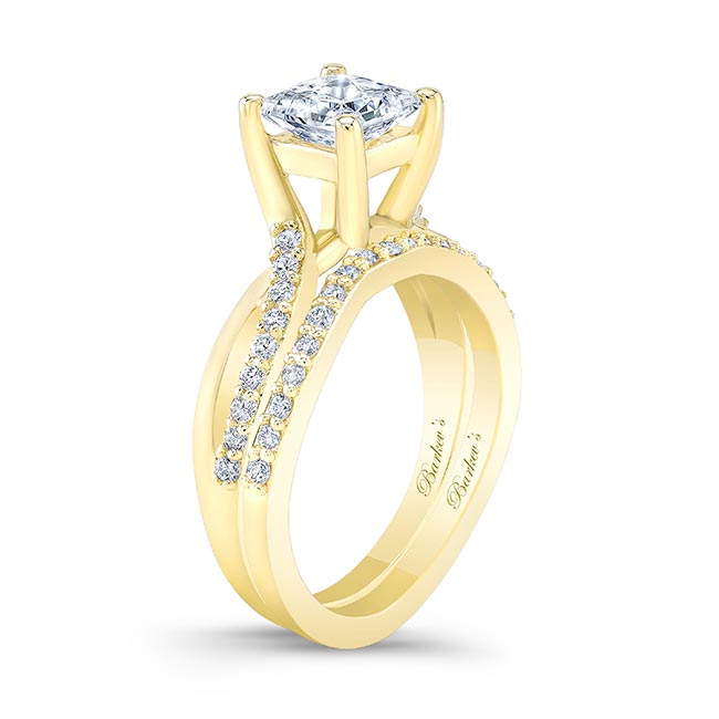 Yellow Gold Princess Cut Ring Set Image 2