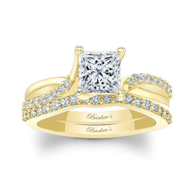 Yellow Gold Princess Cut Ring Set