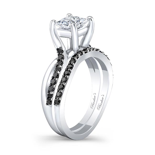 Princess Cut Black Diamond Accent Ring Set Image 2