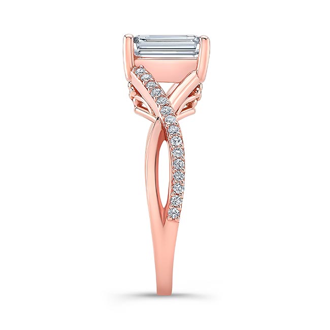 Rose Gold 2 Carat Emerald Cut Diamond Ring Image 3